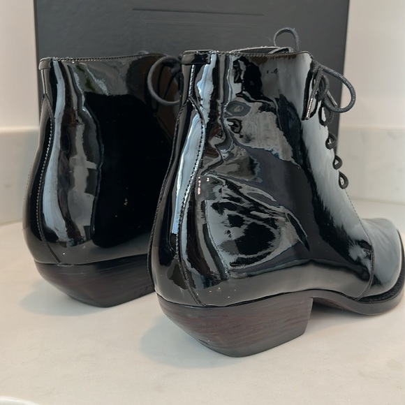 Saint Laurent Patent Calfskin Theo Lace-up  
Ankle Boots 38 1/2 - Picture 2 of 5